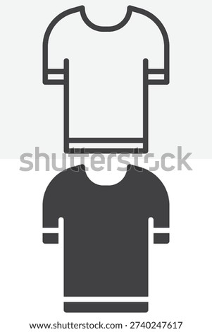 T-shirt icon in line outline and solid style. Editable stroke vector sign and symbol. T-shirt icon set for casual clothing and fashion branding.