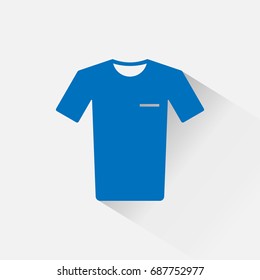 Tshirt icon with long shadow isolated on grey background. Vector illustration. Eps 10.