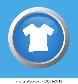 T-shirt icon on beautiful round button. Glossy button, vector illustration