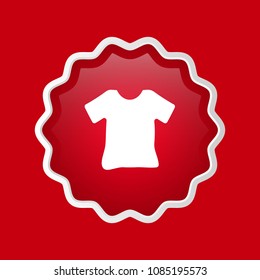 T-shirt icon on glossy button, vector illustration