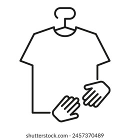 Tshirt icon on the hanger with second hand icon on white background. Editable stroke. Clothes hanger. Second hand clothing icon . Pixel perfect. Vector graphics