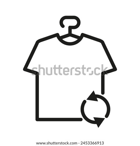 Tshirt icon on the hanger with second hand icon on white background. Editable stroke. Clothes hanger. Second hand clothing icon . Vector graphics
