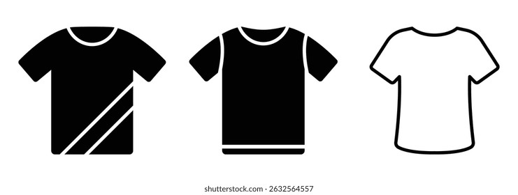 T-shirt icon with outline and glyph style set. Clean and simple vector outline icon of a T-shirt, perfect for fashion apps, clothing stores, or graphic design projects.
