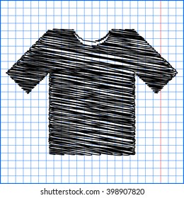 T-shirt icon with pen effect on paper