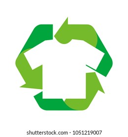 T-Shirt icon and recycle symbol. Vector logo eps 08.