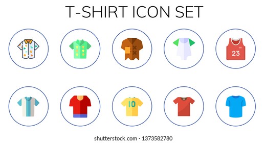 t-shirt icon set. 10 flat t-shirt icons.  Simple modern icons about  - shirt, tshirt, baby clothes, basketball jersey