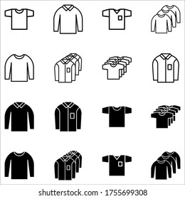 t-shirt icon set apparel store sign on white background