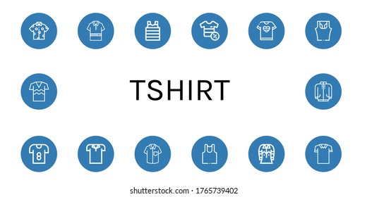 tshirt icon set. Collection of Shirt, Polo shirt, Tshirt, Sleeveless shirt, T Undershirt, Long sleeve icons