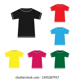 T-shirt icon. Set of colored t-shirts. Isolated on white background. flat style.