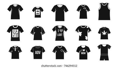 Tshirt icon set. Simple set of tshirt vector icons for web design isolated on white background