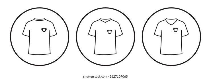 T-shirt icon set. Unisex apparel vector symbol in black filled and outlined style. EPS 10.
