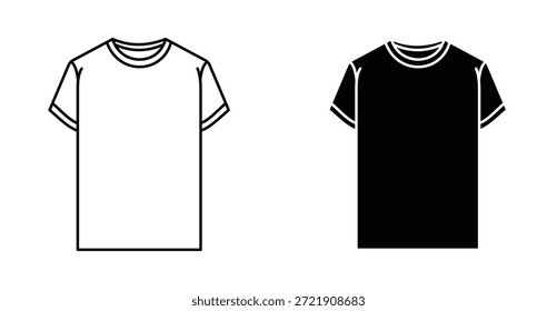 Conjunto de iconos de camiseta. Símbolo del Vector de la camiseta en estilo relleno y delineado negro.