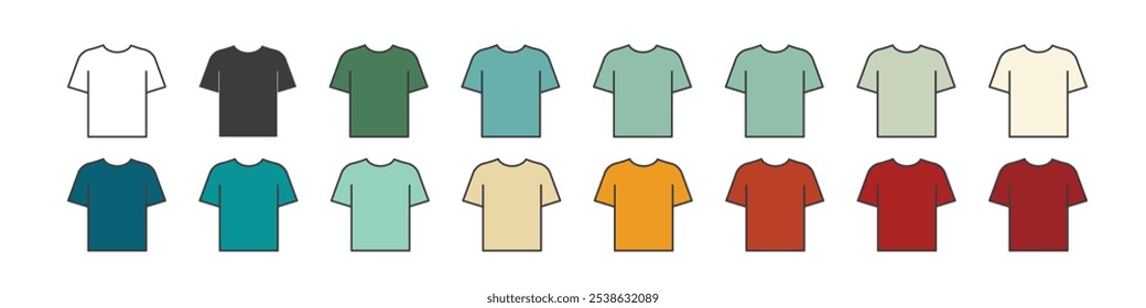 T-shirt icon. Simple flat, outline, solid style. Tee symbol, linear style sign for mobile concept and web design. Glyph, line vector illustration isolated on white background. EPS 10