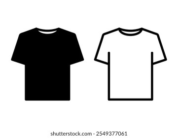 Icono de camiseta. Simple, plano, contorno, estilo sólido. Símbolo de la camiseta, signo lineal del estilo para el concepto móvil y el Diseño web. Camiseta de moda casual línea simple icono de Vector logo. Ilustración vectorial