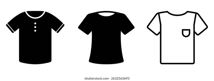 T-shirt icon. Simple flat, outline, solid style. Glyph, line vector illustration of t-shirt isolated on white background. EPS 10.