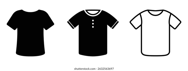T-shirt icon. Simple flat, outline, solid style. Glyph, line vector illustration of t-shirt isolated on white background. EPS 10.