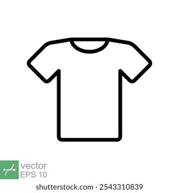 T-shirt icon. Simple outline style. Shirt, tee, sport, clothes, blank, fashion concept. Thin line vector illustration isolated on white background. EPS 10.