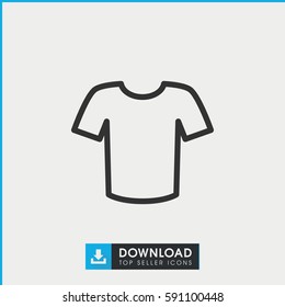T-shirt icon. Simple outline T-shirt vector icon. On white background.