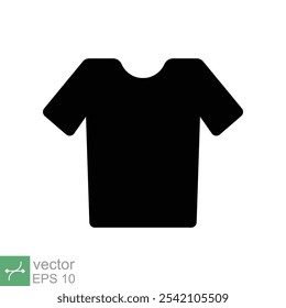 Ícone da camiseta. Estilo sólido simples. Camisa, T, esporte, roupas, em branco, conceito de moda. Ilustração de vetor de glifo isolada no plano de fundo branco. EPS 10.