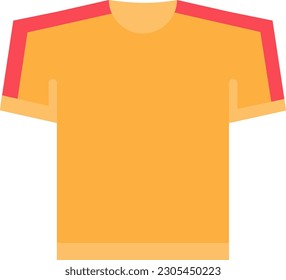 tshirt icon of simple yellow flat color style design vector template. clothing symbol.