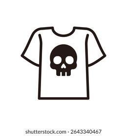 T-shirt icon with skull design, minimalist black and white style.