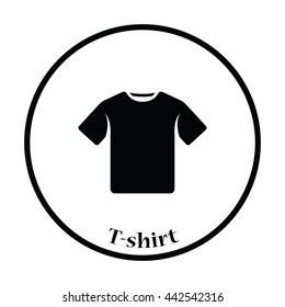 T-shirt icon. Thin circle design. Vector illustration.