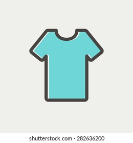 T-shirt icon thin line for web and mobile, modern minimalistic flat design. Vector icon with dark grey outline and offset colour on light grey background.