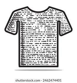 t-shirt icon vector engraving style hand drawn element black and white	