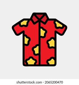 Tshirt icon vector illustration in filled line style about summer, use for website mobile app presentation