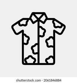 Ilustración vectorial de icono de camiseta en el estilo de línea sobre el verano, uso para presentación de aplicación móvil del sitio web