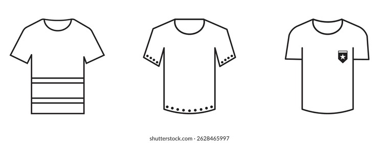 T-shirt icon vector,  with outline t shirt icons set isolated on white background. t shirt icon thin line outline linear t shirt symbol eps 10