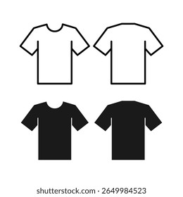 Conjunto de vetor de ícones de camiseta. Símbolo simples plano. Ilustração perfeita do pictograma do contorno preto no fundo branco