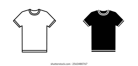 Tshirt icons in outline and fill. vector illustration for ui.