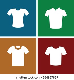 tshirt icons set. Set of 4 tshirt filled icons such as T-shirt