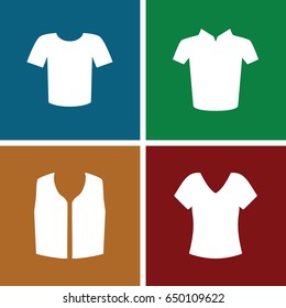 T-shirt icons set. set of 4 t-shirt filled icons such as