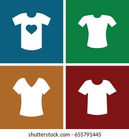 T-shirt icons set. set of 4 t-shirt filled icons such as