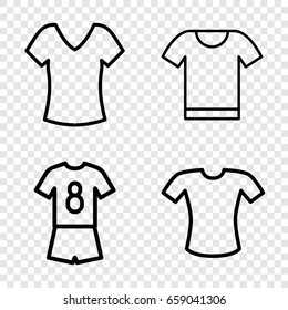 Tshirt Icons Set. Set Of 4 Tshirt Outline Icons Such As Shirt, T-shirt, T-shirt