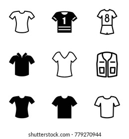 T-shirt icons. set of 9 editable filled and outline t-shirt icons such as