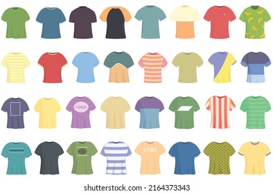 T-shirt icons set cartoon vector. Clothes template. Design front