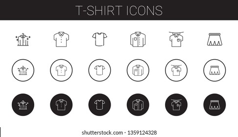 t-shirt icons set. Collection of t-shirt with shirt, skirt. Editable and scalable t-shirt icons.