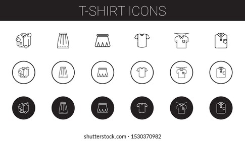 t-shirt icons set. Collection of t-shirt with shirt, skirt. Editable and scalable t-shirt icons.