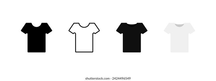 T-shirt icons set. Silhouette and linear style. Vector icons