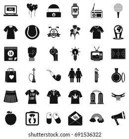 Tshirt icons set. Simple style of 36 tshirt vector icons for web isolated on white background
