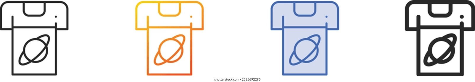 ícone de camisa.Linear fino, gradiente, traçado azul e design de estilo negrito isolado no plano de fundo branco