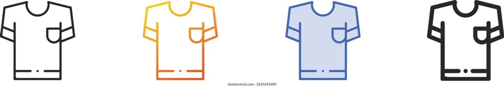 tshirt icon.Thin Linear, Gradient, Blue Stroke and bold Style Design Isolated On White Background