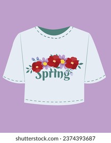  Ilustración de camisetas con primavera y flores