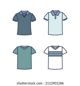 Tshirt illustrations set on transparent background