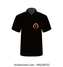 T-shirt with the image of fire and vinyl. Vector Illustration. EPS10
