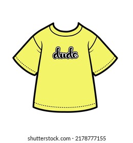 T-shirt with inscription dude for boy color variation for coloring on a white background