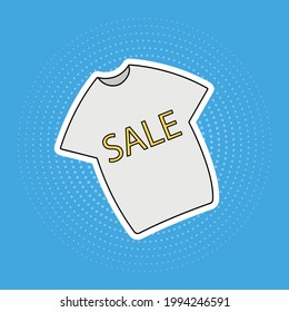 T-shirt with the inscription sale on a blue background
